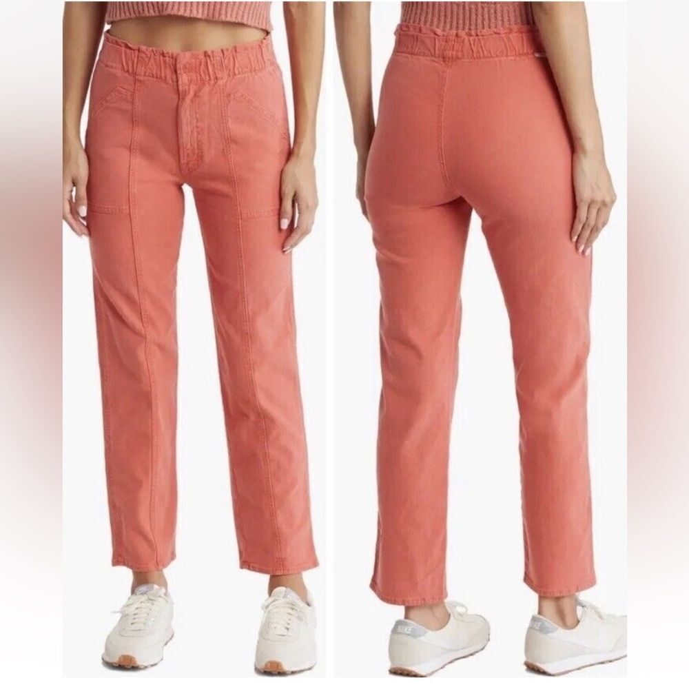 MOTHER the springy ankle hot Coral Ruffled Waist Pants size 24